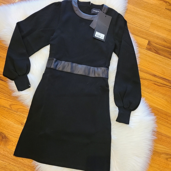 The Kooples Leather Trim Knit Dress Dresses